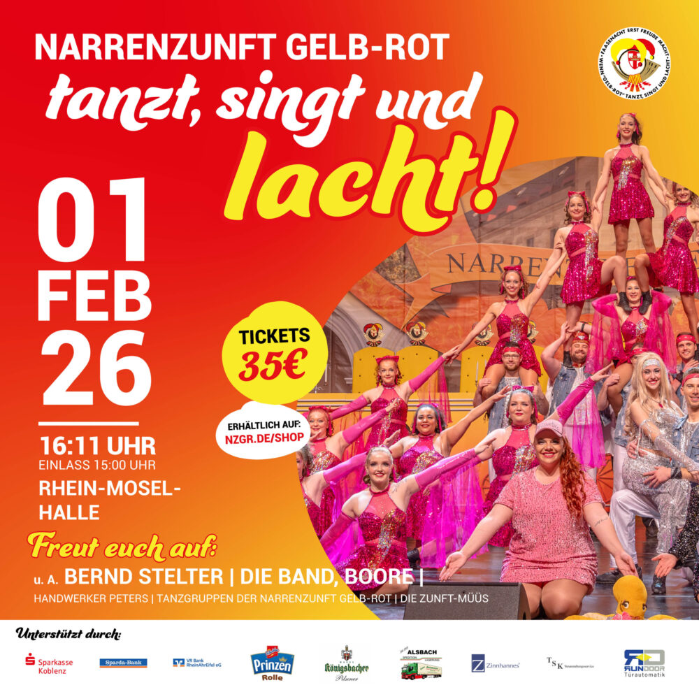 Narrenzunft Gelb-Rot tanzt, singt und lacht 2026